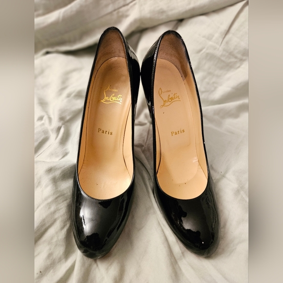 Christian Louboutin Black Patent Leather Heels - Picture 1 of 16